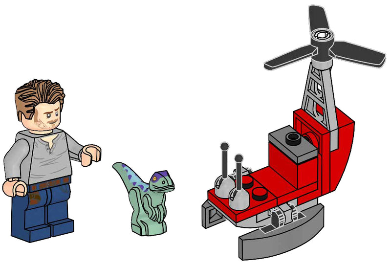 LEGO Jurassic World Owen with Helicopter and Raptor paper bag (122403-1) LEGO