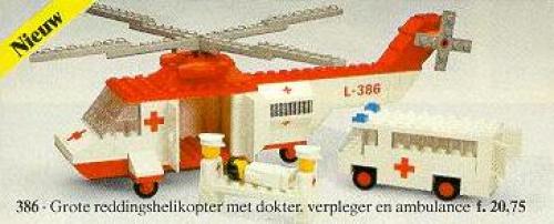 LEGO LEGOLAND Red Cross Helicopter and Ambulance / Rescue Vehicles (386-1)