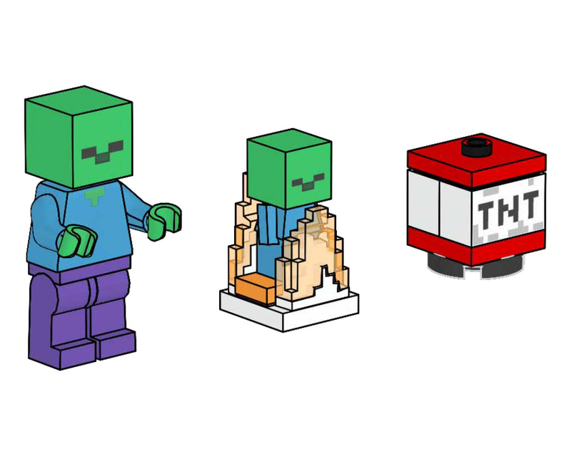 LEGO Minecraft Zombie with Burning Baby Zombie and TNT paper bag (662403-1)