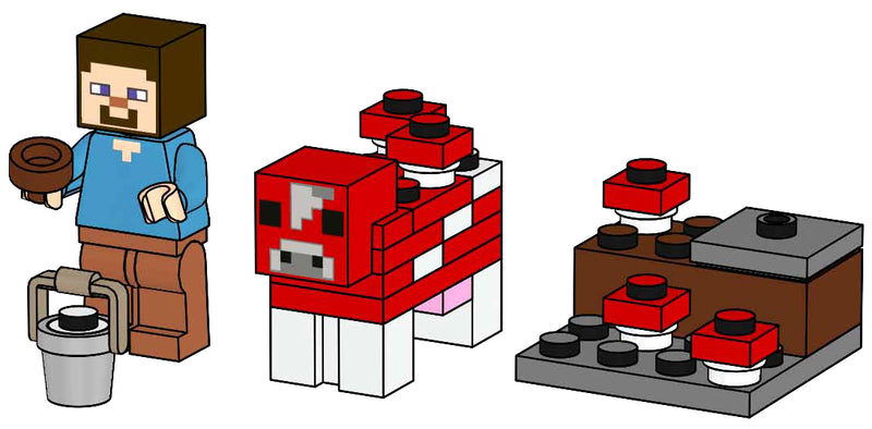 LEGO Minecraft Steve with Mooshroom paper bag (662407-1)