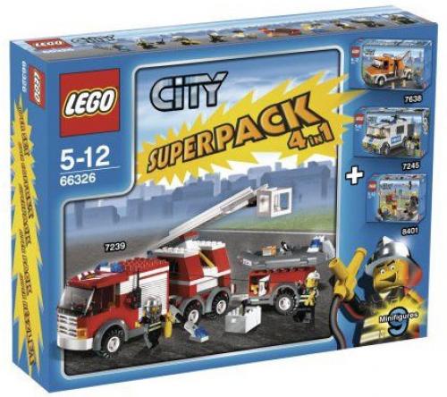 LEGO Town City Bundle Pack, Super Pack 4 in 1 (Sets 7239, 7245, 7638, and 8401) (66326-1)