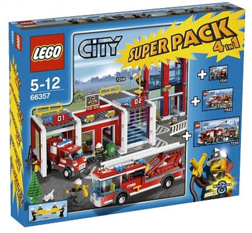LEGO Town City Bundle Pack, Super Pack 4 in 1 (Sets 7208, 7239, 7241, and 7942) (66357-1)