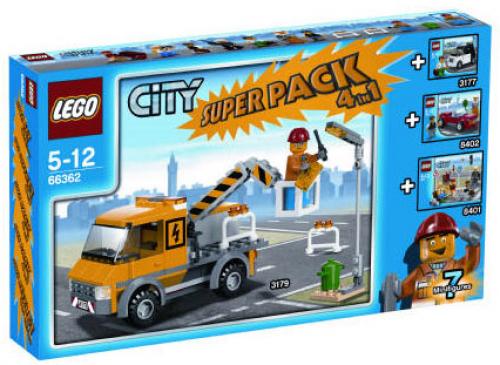LEGO Town City Bundle Pack, Super Pack 4 in 1 (Sets 3177, 3179, 8401, and 8402) (66362-1)