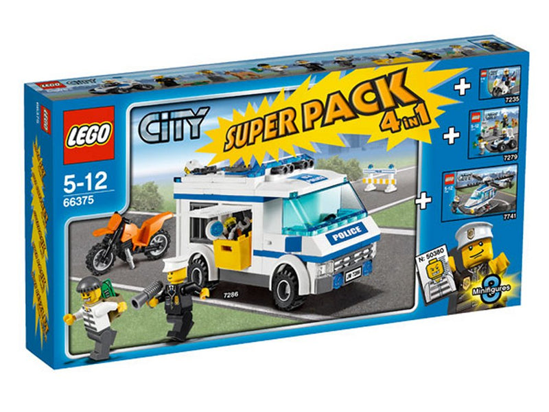 LEGO Town City Bundle Pack, Super Pack 4 in 1 (Sets 7235, 7279, 7286, and 7741) (66375-1)