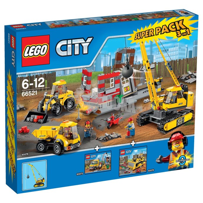 LEGO Town City Bundle Pack, Super Pack 3 in 1 (Sets 60073, 60074, and 60076) (66521-1)