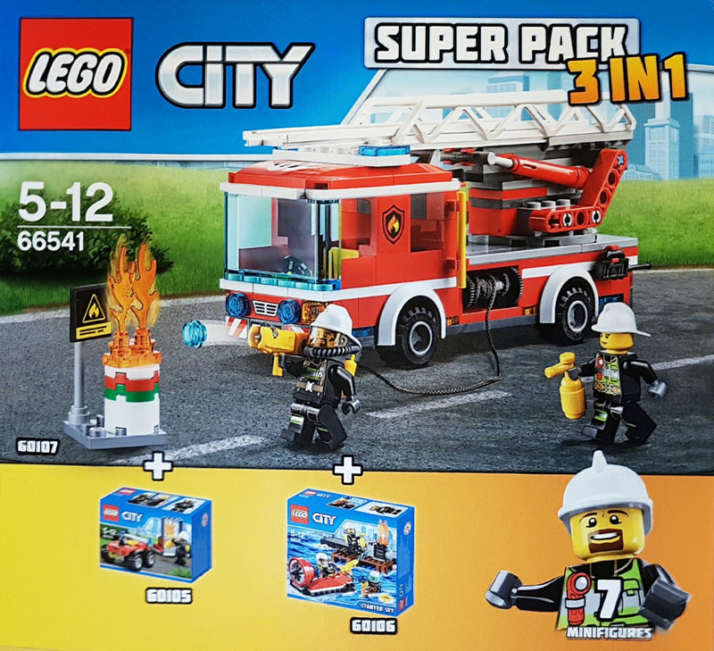 LEGO Town City Bundle Pack, Super Pack 3 in 1 (Sets 60105, 60106, and 60107) (66541-1)