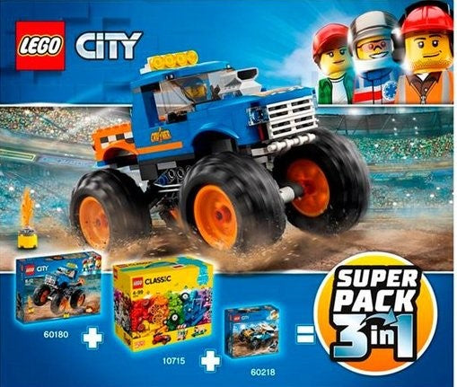 LEGO Town City / Classic Bundle Pack, Super Pack 3 in 1 (Sets 10715, 60180, and 60218) (66615-1)
