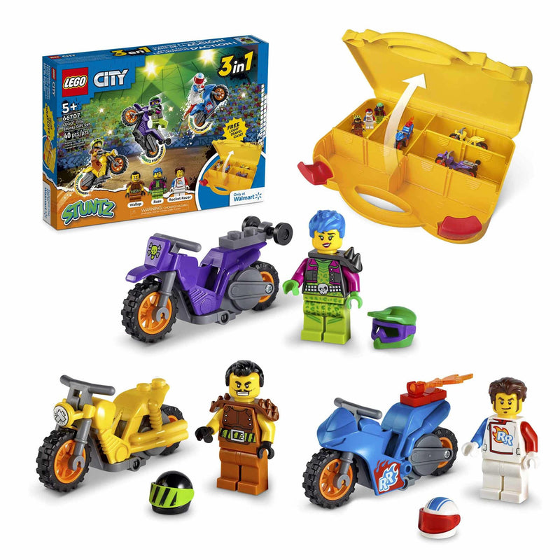LEGO Town City Bundle Pack, 3 in 1 (Sets 60296, 60297, and 60298 with Storage Case) - LEGO City Stuntz Gift Set (66707-1)