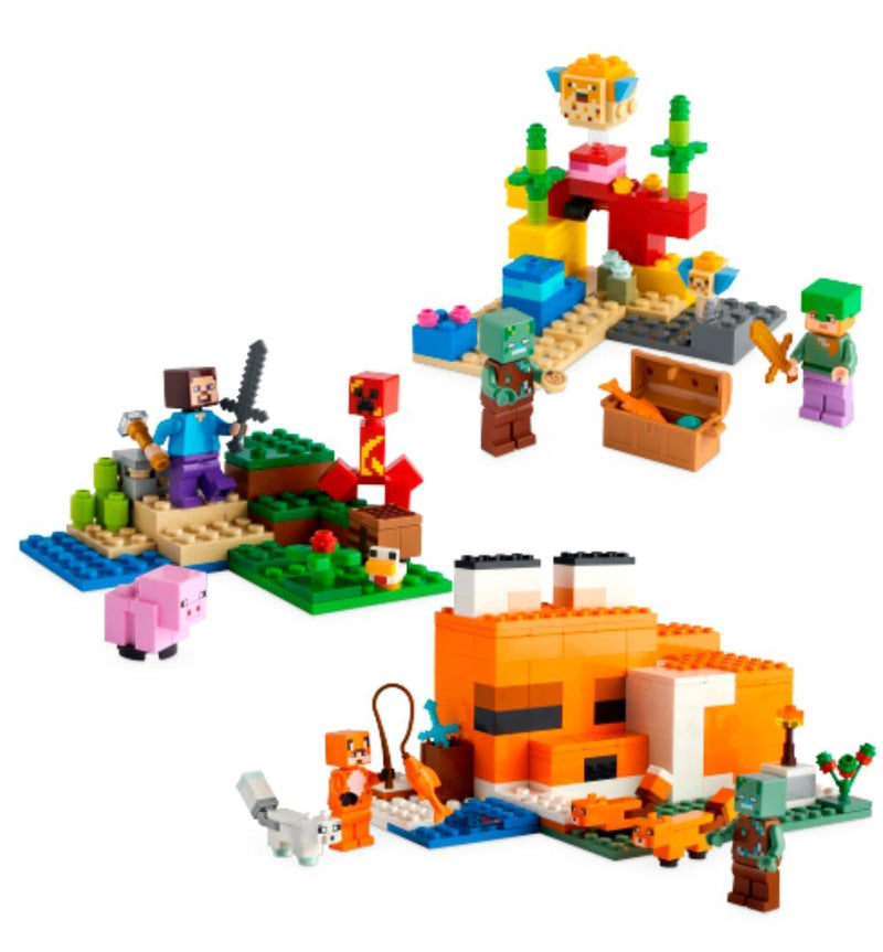 LEGO Minecraft Minecraft Bundle Pack, 3 in 1 Play Pack (Sets 21164, 21177, and 21178) - Overworld Adventures Pack (66779-1)