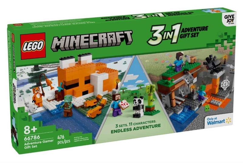 LEGO Minecraft Minecraft Bundle Pack, 3 in 1 Adventure Gift Set (Sets 21166, 21178, and 30672) - Adventure Gamer Gift Set (66786-1)