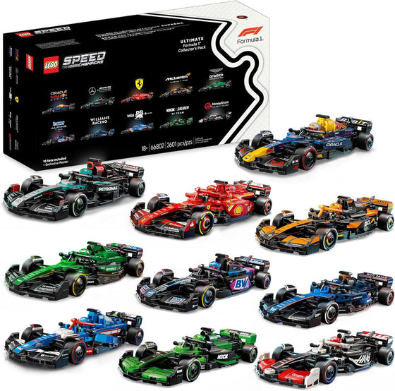 LEGO SPEED CHAMPIONS SPEED CHAMPIONS Bundle Pack, 10 Sets + Exclusive Poster (Sets 77242, 77243, 77244, 77245, 77246, 77247, 77248, 77249, 77250, and 77251) - Ultimate Formula 1 Collector's Pack (66802-1)