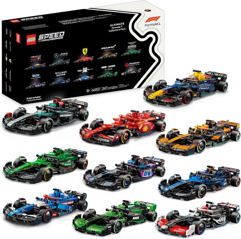 LEGO SPEED CHAMPIONS SPEED CHAMPIONS Bundle Pack, 10 Sets + Exclusive Poster (Sets 77242, 77243, 77244, 77245, 77246, 77247, 77248, 77249, 77250, and 77251) - Ultimate Formula 1 Collector's Pack (66802-1)