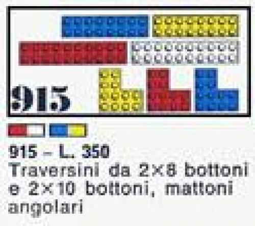 LEGO Classic 6 bricks with 16 and 20 studs and 3 Angle Bricks (915-1)