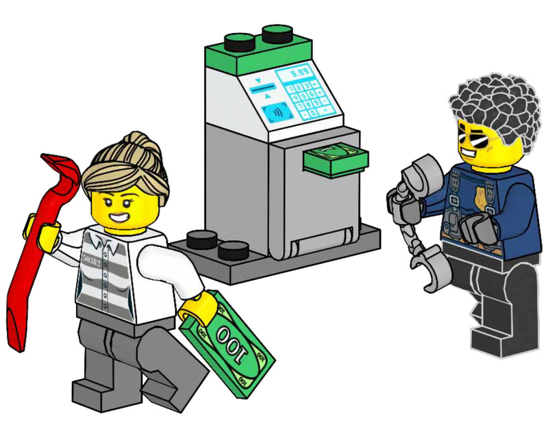 LEGO Town Policeman and Crook with ATM paper bag (952304-1)
