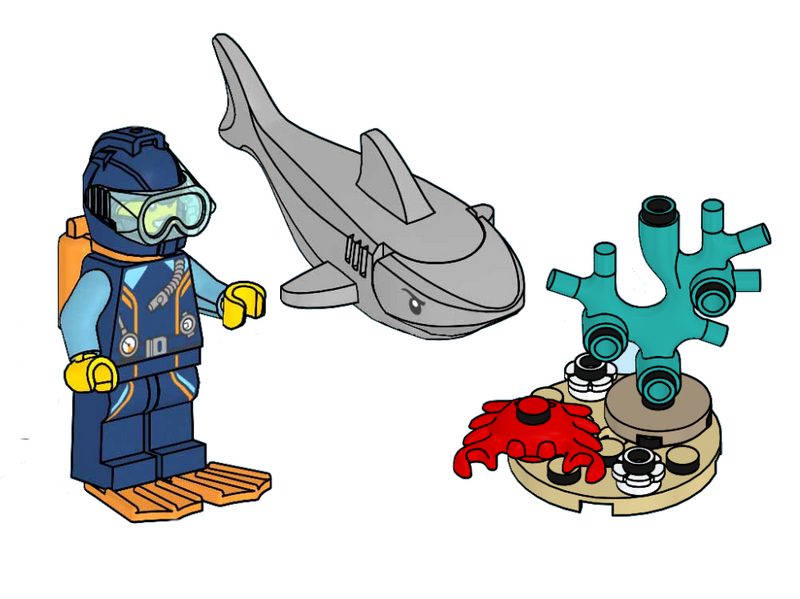 LEGO Town Diver with Reef and Shark paper bag (952406-1)