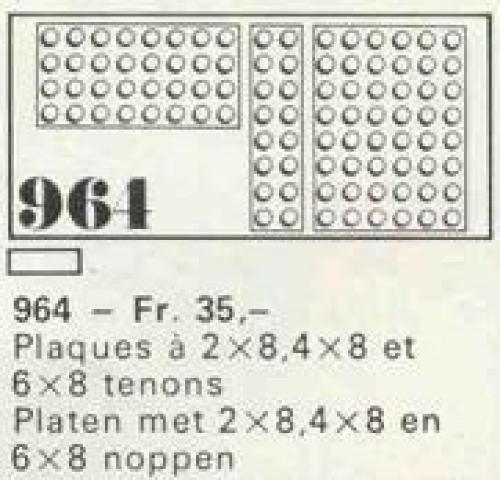 LEGO Classic 10 building plates 2 x 8, 4 x 8, 6 x 8 (964-1)
